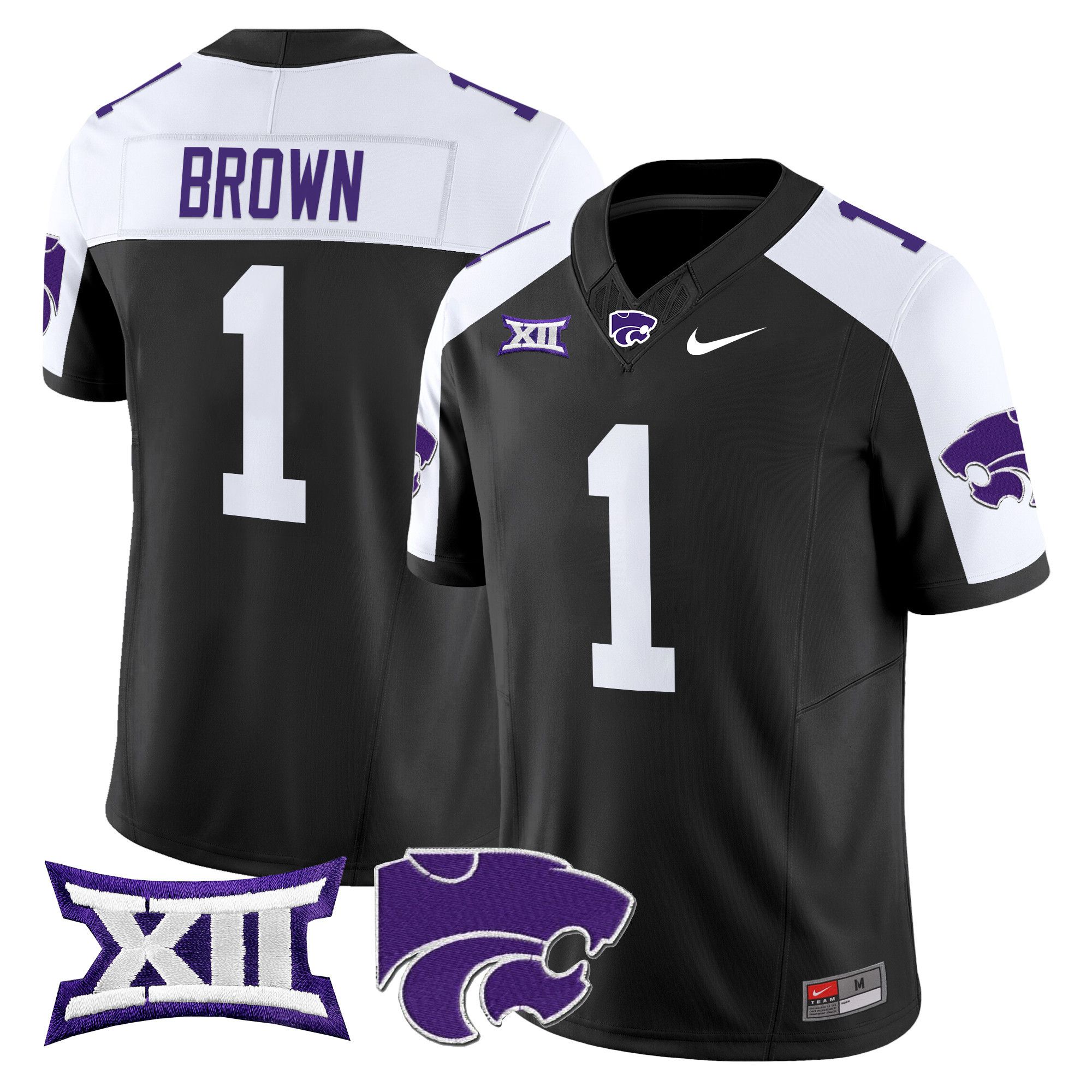 Men Kansas State Wildcats #1 Brown Black Nike 2024 Vapor Limited NCAA Jersey